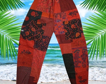 Patchwork Harem Pant Hippie Boho Harem Pant With Pockets Unisex Summer , Hippie Pants  Boho Pants Beach Stonewashed Cotton Travel Pant S/M/L