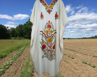 Women's Kaftan Maxi Dress, Handmade Gift, White Cruise Holidays Caftan, Kimono Butterfly Dress, Oversized Dress One size L-2X