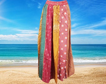 Womens Maxi Skirt, Pink Long Elastic Waist Vintage Skirts, Gift, Handmade A-Line Long Skirts S/M/L