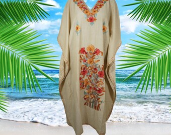 Womens Kaftan Maxidress, Rustic Pink Travel Maxi Dresses, Embroidered Caftan Dresses, Loose Flowy Dressy Caftan Dress One Size L-2XL