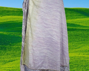 Womens Beach Silk Wrap Skirt, Lavender Floral Wrap Around Magic Skirt, 2 Layer Wraparound Travel Skirts One size