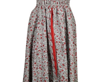 Womens Vintage 2 In 1 Dress And Long Skirt Two Layer Printed Smocked Bodice Versatile Dual Design Strapless Dress