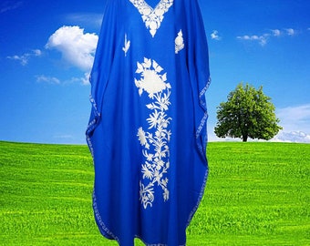 Womens Maxi Kaftan, Gift cotton Caftan dress, Blue embroidered Kaftan dress, Loose dress, Caftans for women, Caftans L-4XL