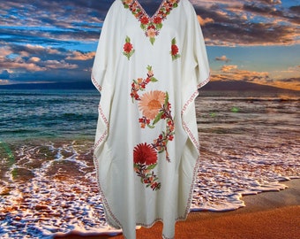 White kaftan dress for women, Large loose fit caftan gown, maxi kimono, Evening wear dress, Embroidered Dress, Abaya Dress M-XL One size