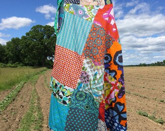 Womens Cotton Wrap Skirt, Travel Short Skirt, Floral Print Patchwork Blue Red Skirt, Boho Gypsy skirts, Vintage Style Skirt One size