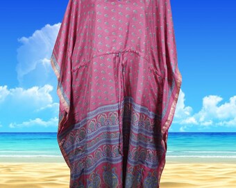 Boho Maxi Kaftan Mulberry, Pink Floral Stylish Caftan Housedress Beach Coverup Summer Boho Caftan Expecting Moms, Resort, Cruise Caftan L-2X