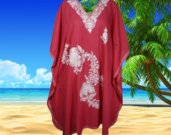 Women Fuchsia Pink Kaftan Dress, Travel Midi Dresses, Floral Embroidery Kimono Dress, Resort Wear, OverSized Kaftan Dresses One size L-4XL