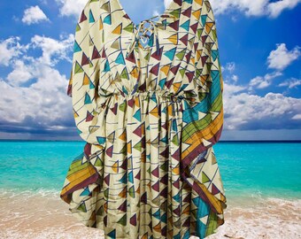 Womens Short Beach Caftan Dress, Holiday Boho Fashion Multicolour Kaftan Dresses M-XL One Size