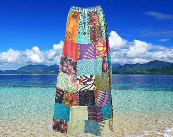 Patchwork Boho Maxi Skirt, Women’s Patchwork Skirt, Summer Festival Beach Skirt, Colorful Handmade Skirts S/M/L