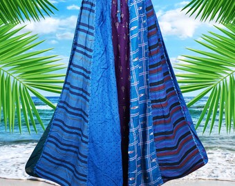 Womens Fall Blue Maxi Skirt, Beach Festival, Boho Dori Patchwork Skirts, Retro Skirt , Handmade, Hippe, Midi Skirts S/M/L