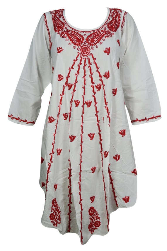 Womens White Tunic Dress Kaftan Caftan Each Tunic Cotton | Etsy