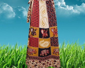 Boho Wrap Cotton Skirt for Women, Red Black Hippie Summer Skirt, Indian Wrap Around Skirt, Bohemian Skirt, Gypsy Maxi Skirts One size