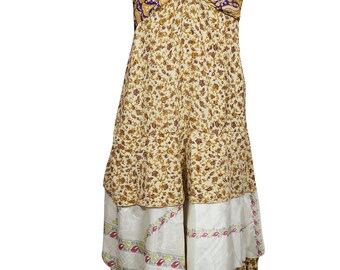 Womens Travel Dress, Beach dresses, Beige Floral Print, Spring Dress, Spaghetti Strap Dresses, Bohemian Handmade Summer Dresses S/M