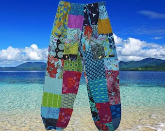 Boho Hippie Pants, Summer Cotton Jaipur Harem Pants, Floral Pants, Soft Patchwork Trousers, Baggy Pants S/M/L