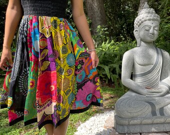 Women Maxi Skirt, Strapless Dresses Multicolor Floral Printed Dress, Summer Beach skirt, Cotton Voile Dresses S/M