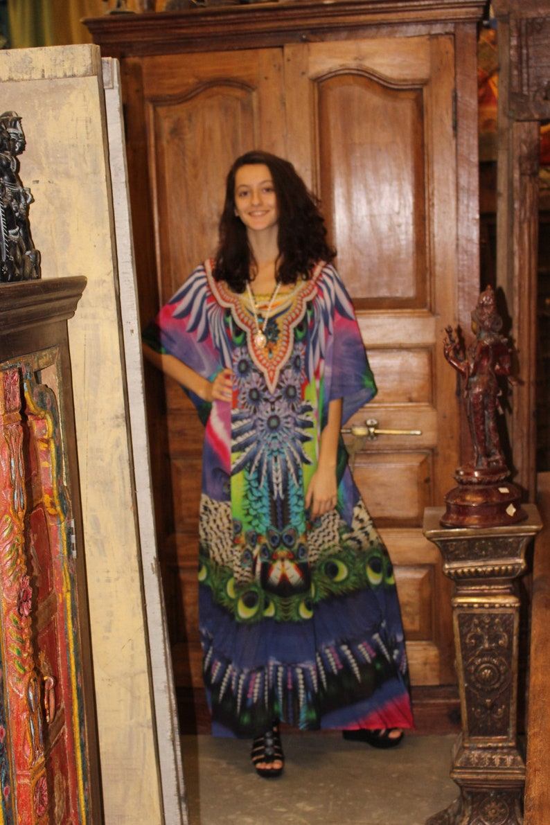 Womens Kaftan Maxi Dress Beach Cover Up Etsy
