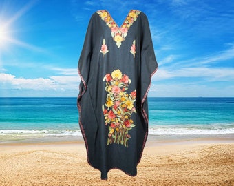 Bohemian Maxi kaftan dress, Kimono sleeve caftan, Chic embroidered caftan, High quality cotton, Black Maxi Kaftan Dresses One size ,L-2XL