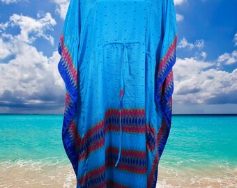 Women Boho Beach Kaftan, Tufts Blue, Caftan, Paisley Silk Kaftan, housedress, Beach Coverup, Summer Caftan, Resort, Cruise Caftan L-2X