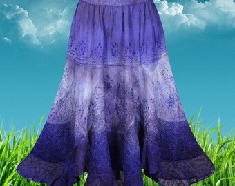 Stomy Clouds Renaissance Long Skirt, Embroidered Tie Dye Boho Skirts , Elastic Waist Skirt, Handmade Skirts S/M/L