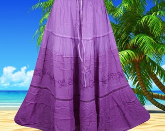 Amethyst Quartz Vintage Western Long Skirt, Embroidered Boho Skirt Festive Elastic Waist, Skirt  , Handmade, Hippe, Midi Skirts S/M/L