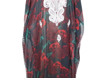 Women Kaftan Maxi Dress, Bohemian Bikini Cover Ups Embroidered Casual Beach Caftan Maxi Dresses ONESIZE L/4X
