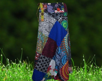 Womens Wrap Around Skirts, Cotton Skirts ,Blue Cotton Maxi Skirt, Bohemian Fashion One Size