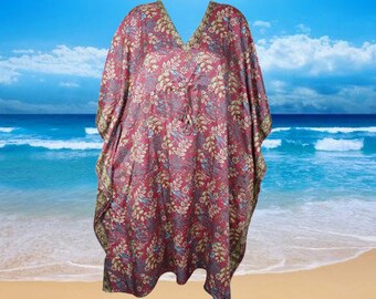Women Recycled Sari Kaftan Dress, Mindful Fashion, Purple Travel Fashion, Resort Wear, Midi Kaftan Dress, Beach Cover up L-4XL One Size