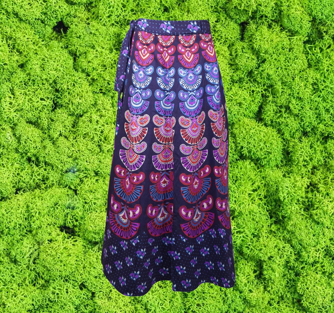 Women's Mulberry Cotton Wrap Around Skirt, Summer Handmade Travel Beach