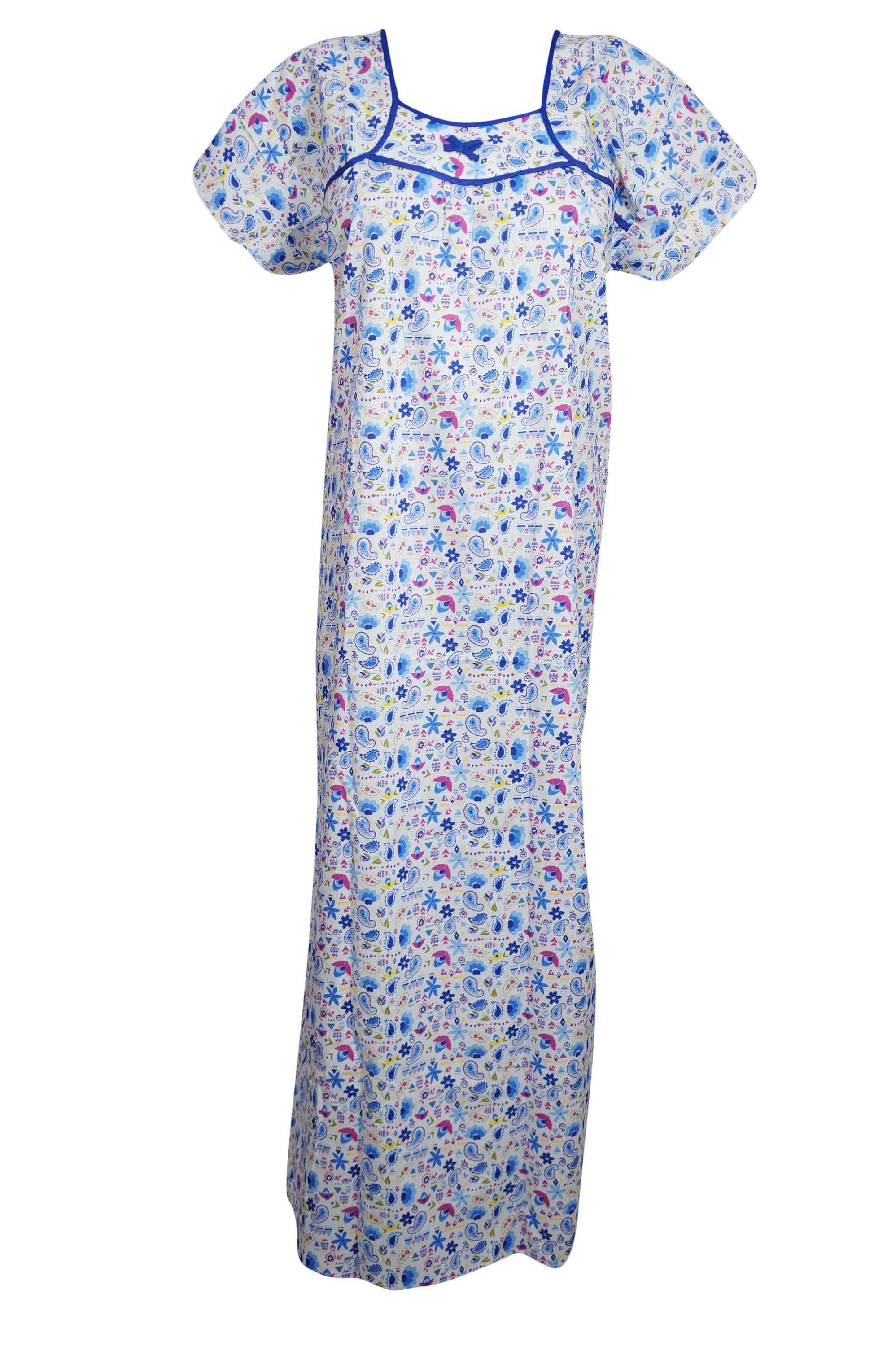 Womens Cotton Maxi Dress Blue Maxi Dresses Floral Cotton | Etsy