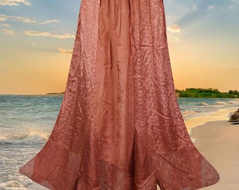 Russet Maxi Skirts, Medieval inspired Hippie Rayon Skirt, Western Long Skirt, Elastic Waist Skirt, Handmade Skirts S/M/L