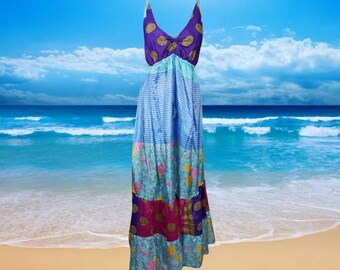 Womens Maxi Dress, Blue Lagoon Handmade Dresses, Summer Strapdress, Swing Boho Beach Maxi Dress, S/M/L