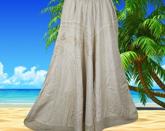 Ivory Renaissance Long Skirt with Hand Embroidery Hippie Skirt Handmade, Hippe, Midi Skirts S/M/L