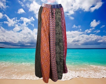 Boho Chic Floral Print Patchwork Maxi Skirt Elastic Waist Swing Skirts Women Bohemian Long Summer Chic S/M/L