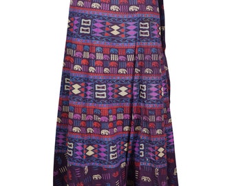 Womens Maxi Long Skirt Purple Animal Printed A-Line Cotton Summer Style Handmade Skirts S/M