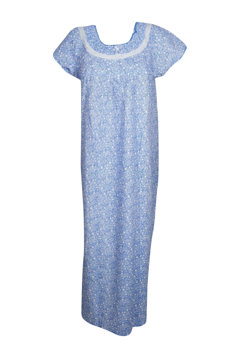 Women's Maxi Caftan Dress Muumuu Cotton Blue White | Etsy