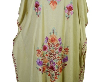Bohemian Fashion Kimono Maxi Caftan Resort Wear Ethnic Floral Embroidered Summer Fashion Maxi Kaftan One Size