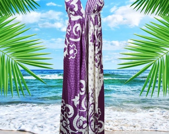 Womens Summer Maxi Dress, Halter Dresses, Green Purple Summer Flare Boho Beach Maxi Dress, Strap Dress, Recycle Sari Handmade Dresses ML