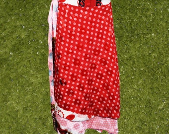 Women Wrap Skirt, Red Double Layer Silk Skirt, Summer Skirt, Floral Wrap around Skirt, Magic Wrap Skirt One size