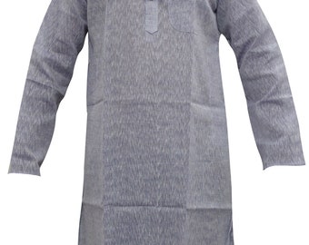 Boho Mens Kurta Mens Shirt Wear Cotton Purple Stripe Bohemian Indian Loose Fashion XL