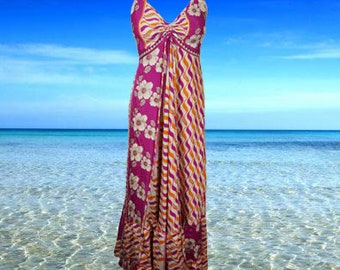 Bohemian Summer Halter Dress for Women, Maxi Dress, Purple Beige Floral Dress, Boho Swing Maxi Dress, Summer boho long dress, Beach wear S/M