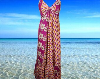 Bohemian Summer Halter Dress for Women, Maxi Dress, Purple Beige Floral Dress, Boho Swing Maxi Dress, Summer boho long dress, Beach wear S/M