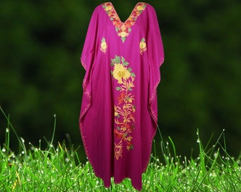 Womens Maxi Kaftan, Gift cotton Caftan dress, Fall Maxi Dress, Purple embroidered Kaftan dress, Loose dress, Travel KAftan, Caftans L-3XL