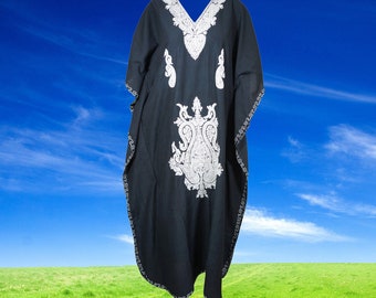 Black Kaftan Dress, Women Evening Dress, Embroidered Long dress, loose fit dress, soft dress, Maxi caftan dress L-2XL