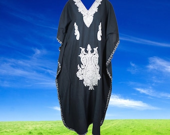 Black Kaftan Dress, Women Evening Dress, Embroidered Long dress, loose fit dress, soft dress, Maxi caftan dress L-2XL