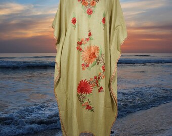 Embroidered Maxidress, Boho Loose Kaftan, Kaftan Dress for women, Brown Maxi Dress, Kimono, Butterfly Dress, Caftan, Gift for mom, L-2XL
