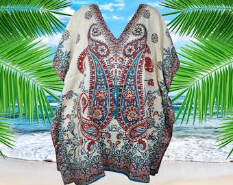 Womens Short Summer Kaftan, Hippie Caftan dress, Tunic Dress, Beach Coverup, Boho Kaftan Dresses, Gift One size L-2XL
