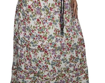 Womens MAxi Skirt Floral Printed Summer Comfy Gypsy Hippie Maxi Skirt A-Line Flared Long Skirts ML