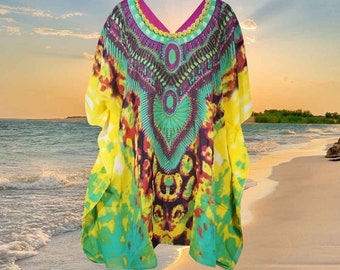 Women Beautiful Caftan Dress, Luxury Resort Wear Kaftan Elegant Kaftan, Short Kaftan, Tunic Printed dress, Sheer Colorful Caftan Tops L-2XL