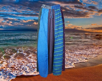 Womens Maxi Skirt, Handmade Boho Patchwork Ethnic Vintage Long Skirt, Blue Long Skirts S/M/L