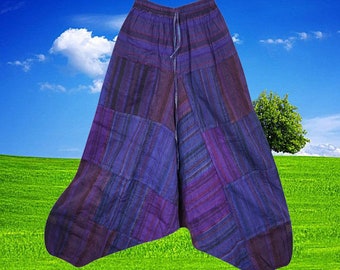 Women Harem Hippie Pant, Purple Baggy Handmade Cuffed Pants, Stonewashed Cotton Alladin Pant S/M/L